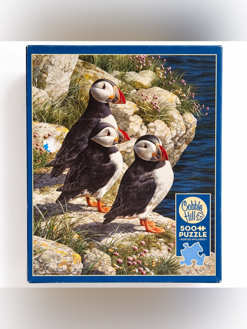 Cobble Hill Fisherman’s Wharf 500 Piece Puffin Jigsaw Puzzle Complete w Poster